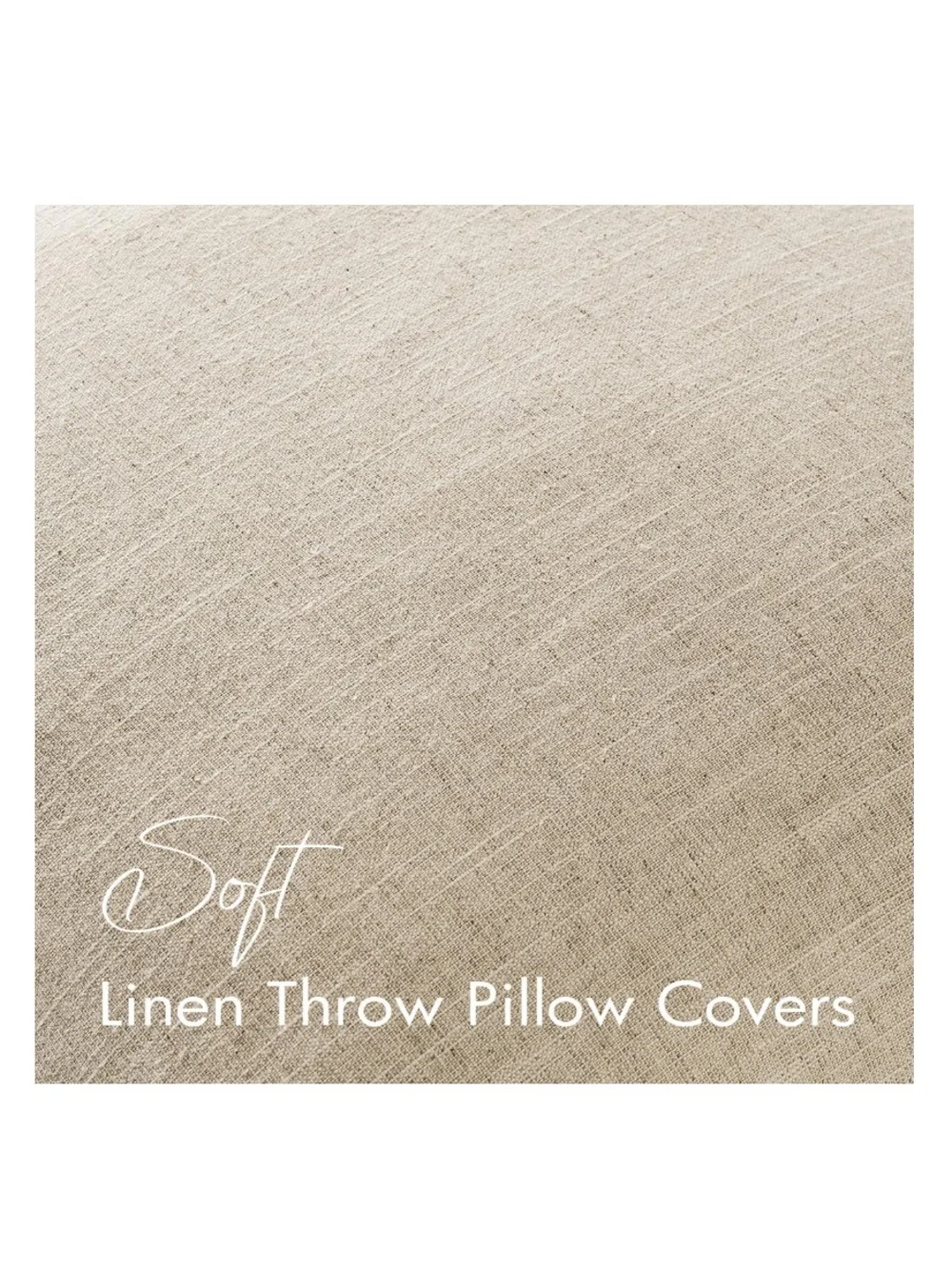 Decorative Linen Throw Pillow Covers SQUARE 22x22” (2-pack) BEIGE